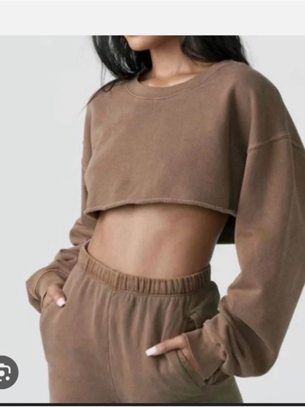 Joah Brown Light Gray Crewneck Sweatshirt crop